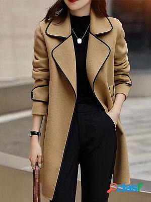 Solid Color Mid-length Coat Woolen Coat