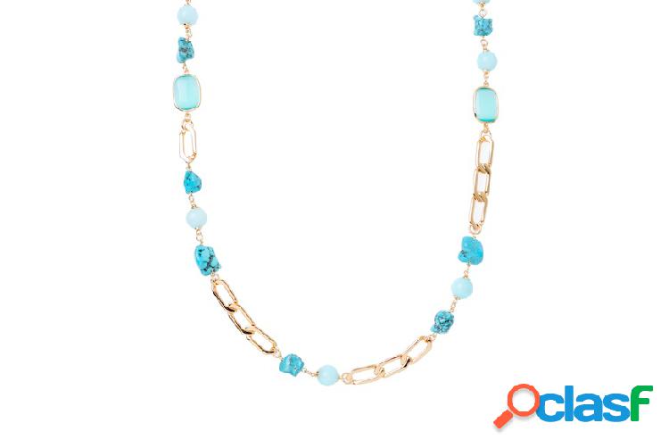 Sovrani Collana Lorelie in ottone con finitura oro, howlite