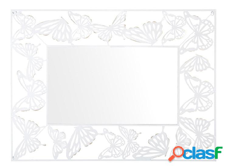 Specchio con cornice rettangolare in metallo con farfalle