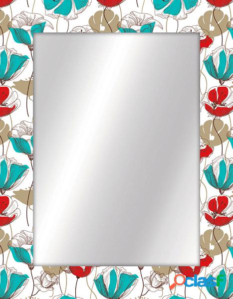 Specchio da parete bianco con fiori design moderno in legno