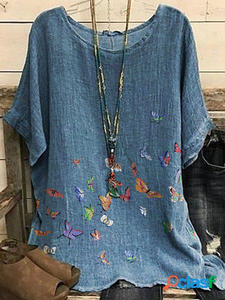 Stampa Girocollo Casuale Camicia
