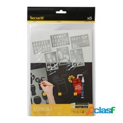 Stencil trasparenti assortiti (lettere, numeri, forme) -