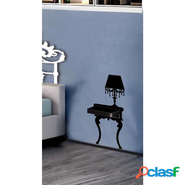 Sticker in 3d con Comodino plexiglass e legno Charles