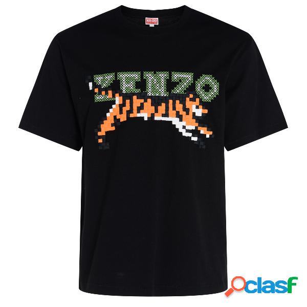 T-Shirt Kenzo logo pixel nera