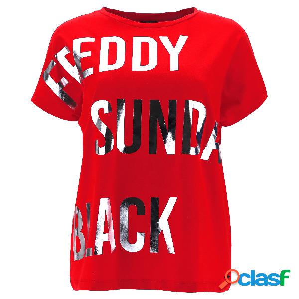 T-shirt comfort con grande stampa FREDDY SUNDAY BLACK