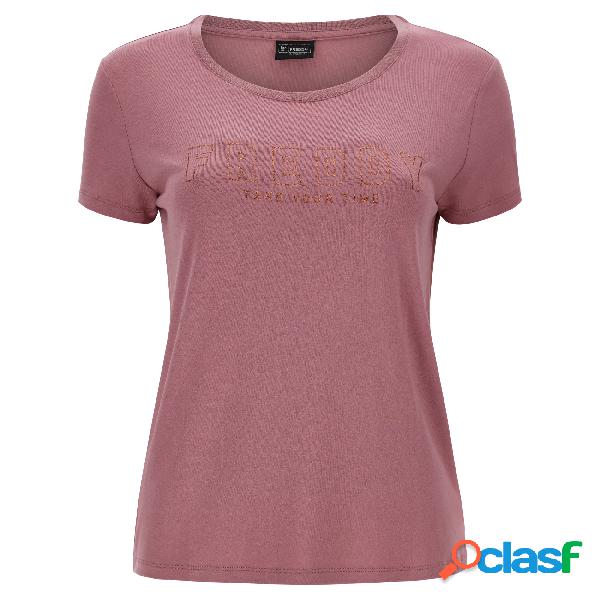 T-shirt elasticizzata in jersey viscosa con grafica glitter