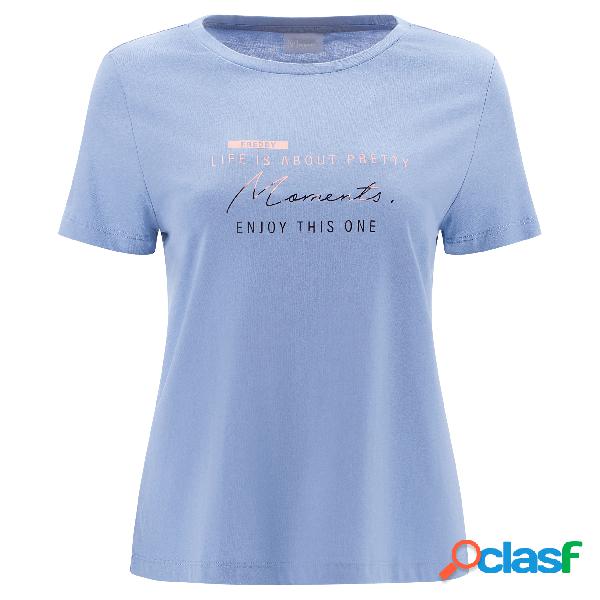 T-shirt in jersey modal con lettering oro rosa