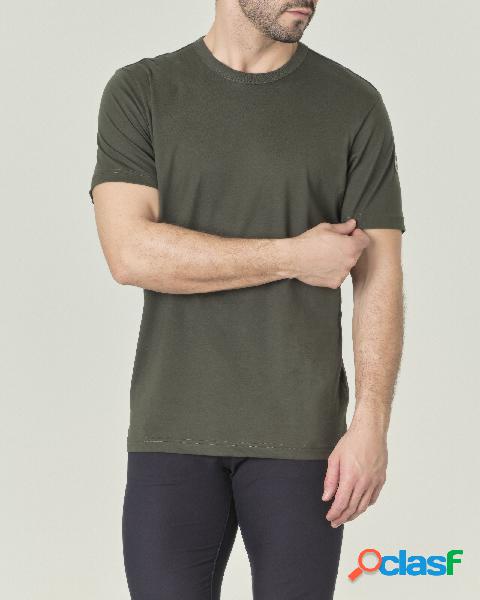 T-shirt verde militare mezza manica in pima cotton