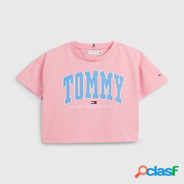 TOMMY HILFIGER t-shirt con logo a contrasto ROSA
