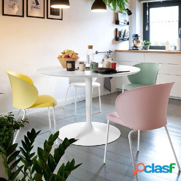 Tavolino Planet Bianco ottico opaco 90 cm Laccato Bianco