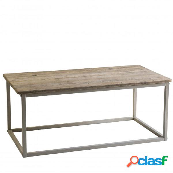 Tavolino basso da salotto in legno e ferro bianco stile