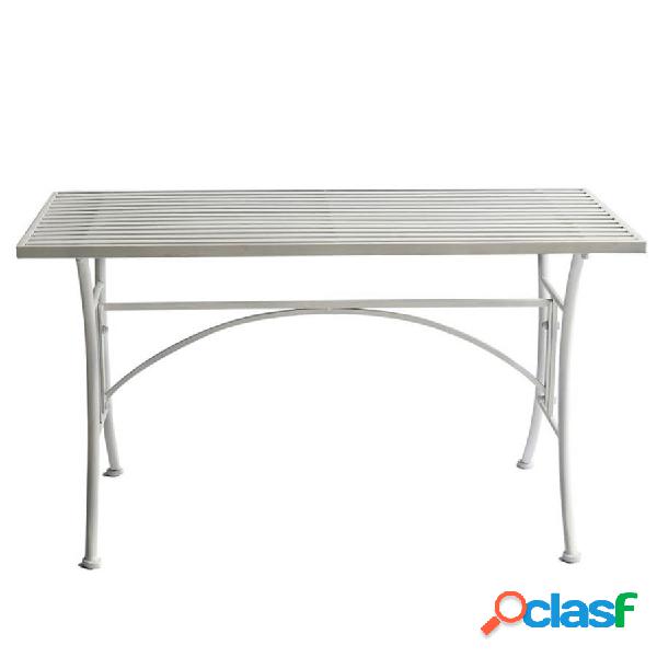 Tavolino basso rettangolare in ferro bianco per esterno cm