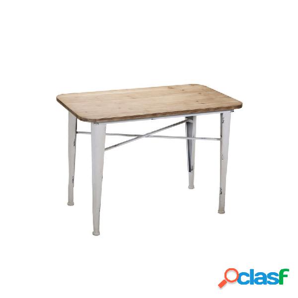 Tavolino basso stile industrial in metallo bianco e piano in