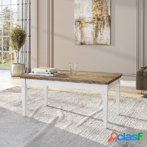 Tavolino da salotto 110x60cm bianco frassinato rovere Texel