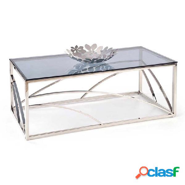 Tavolino da salotto 120x60cm vetro acciaio cromato Cuvel