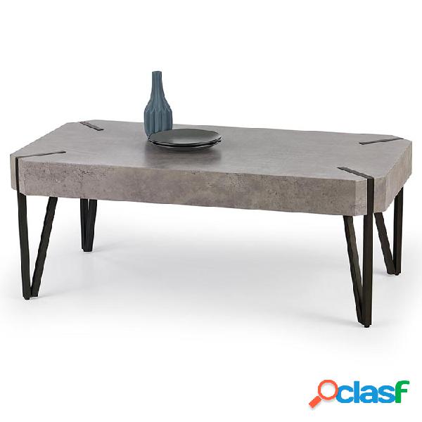 Tavolino da salotto moderno 110x60cm cemento accciao nero