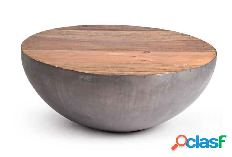 Tavolino da salotto moderno piano in legno naturale base in