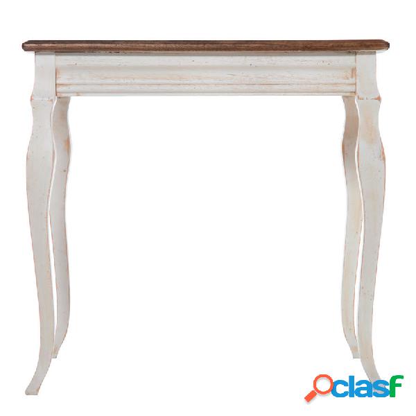 Tavolino in legno basso da salotto bianco e naturale country