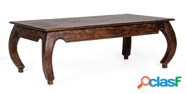 Tavolino rettangolare da salotto in legno massello di acacia