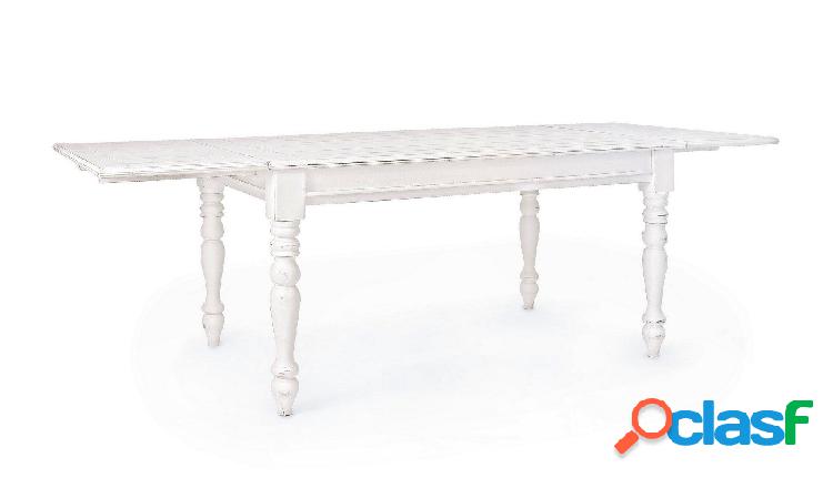 Tavolo classico bianco allungabile in legno di mango cm