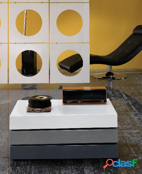 Tavolo da salotto design con 3 ripiani apribili laccati in