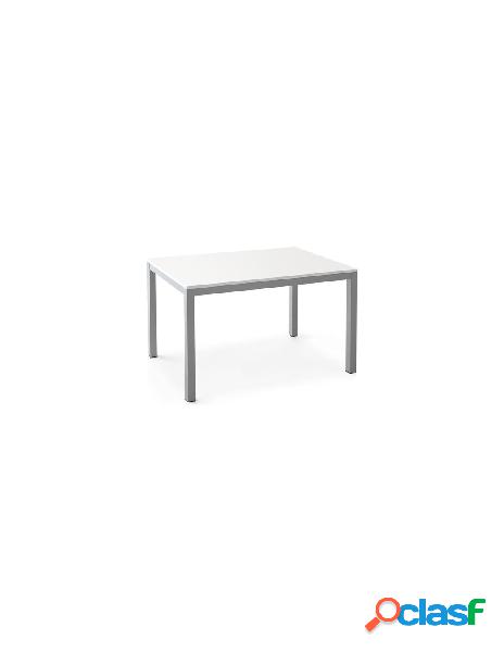 Tavolo living design fast grigio alluminio e bianco opaco