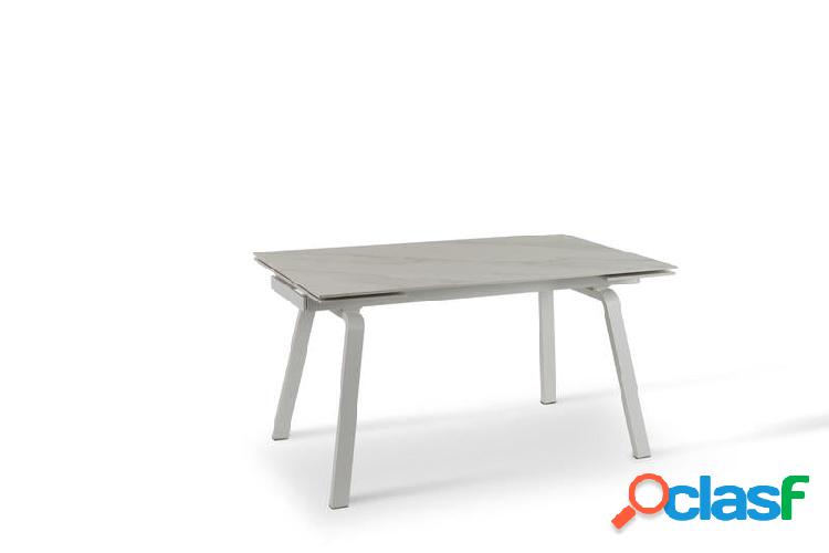 Tavolo moderno allungabile top effetto marmo gambe in