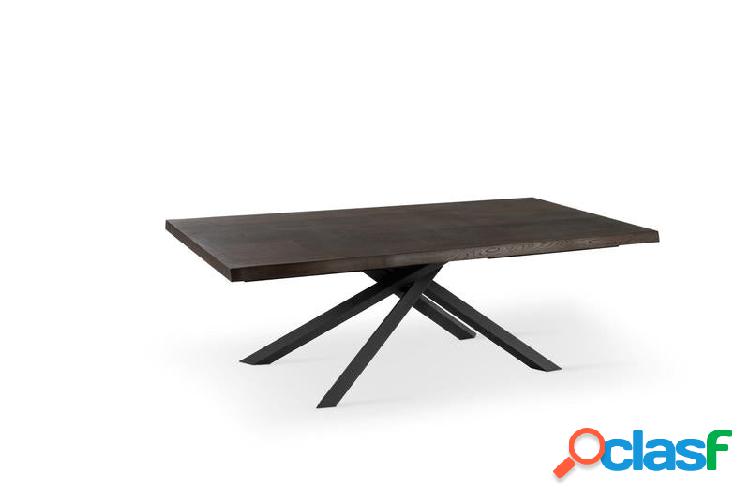 Tavolo moderno fisso piano in legno rovere scuro gambe in
