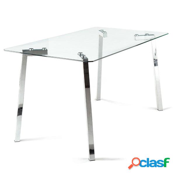 Tavolo moderno scrivania con piano in vetro gambe in metallo