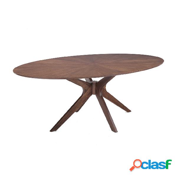 Tavolo ovale moderno da salotto base in legno massello cm