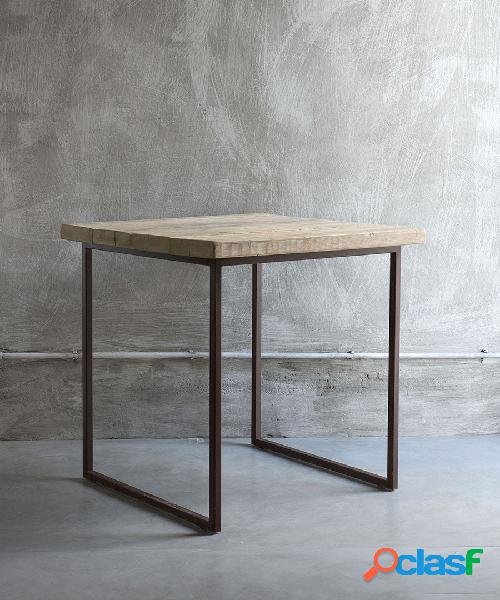 Tavolo quadrato industrial piano in legno gambe in ferro