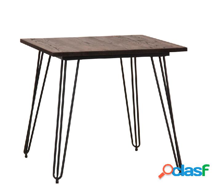 Tavolo quadrato stile industriale gambe in ferro e piano in