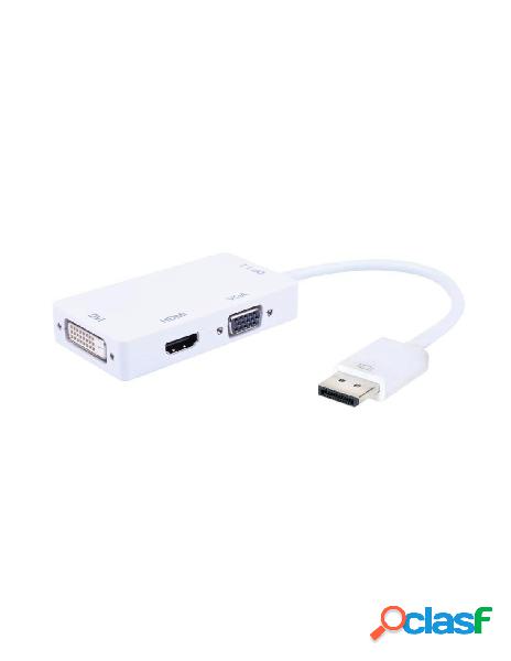 Techly - adattatore 3 in 1 displayport 1.2 a hdmi/dvi/vga