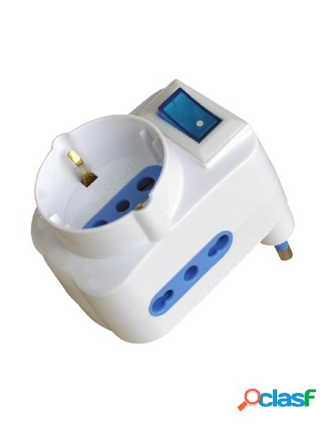 Techly - adattatore con spina 16a 2 prese 16a e 1 schuko