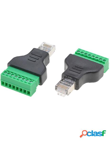 Techly - adattatore connettore rj45 maschio terminal block 8