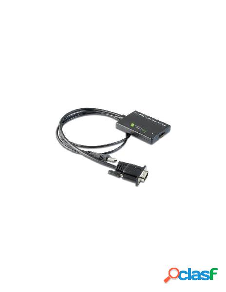 Techly - adattatore convertitore vga a hdmi con supporto