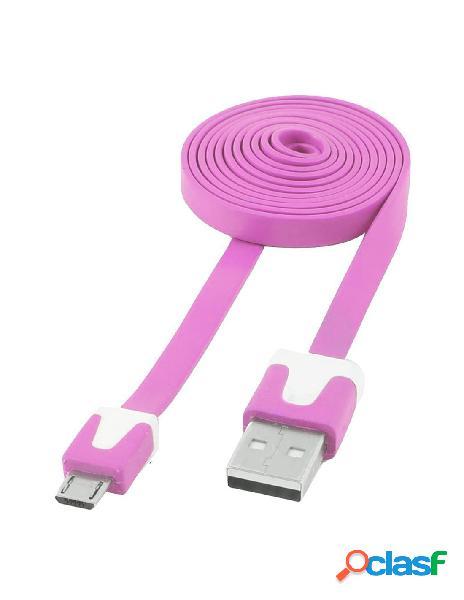Techly - cavo flat usb am a micro usb m rosa 1m