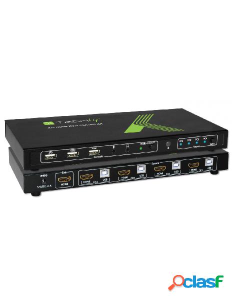 Techly - kvm switch 4x1 con usb e hdmi 4k