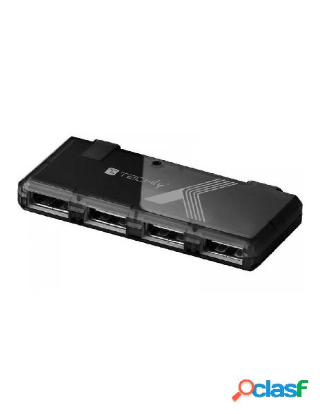 Techly - mini hub usb hi speed 4 porte nero