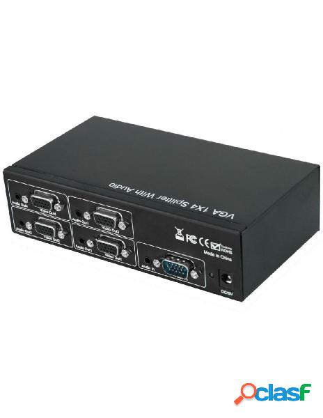 Techly np - splitter video vga 1x4 con audio