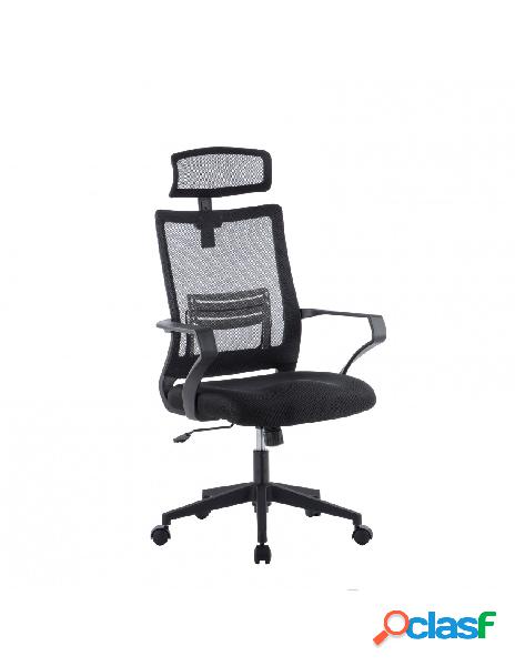 Techly - sedia per ufficio con schienale alto e poggiatesta
