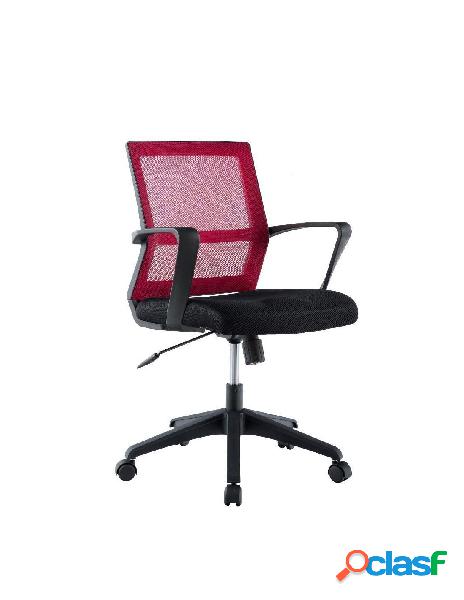 Techly - sedia per ufficio con schienale medio nero/bordeaux