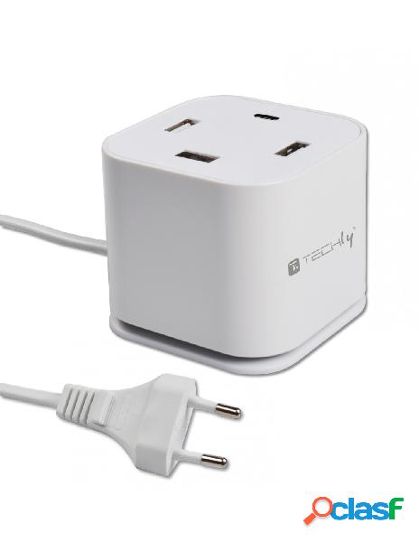 Techly - stazione di ricarica 4 porte usb 60w 5v/5,8a con