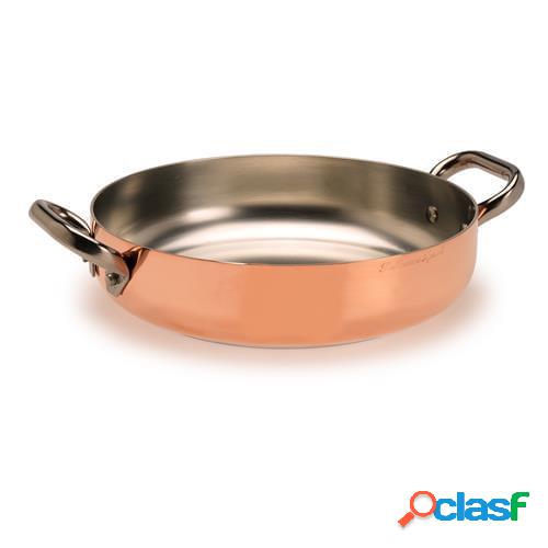 Tegame in rame stagnato ad induzione 2mm, due maniglie,