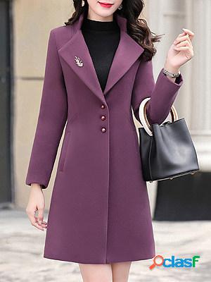 Temperament Solid Color Lapel Slim Coat