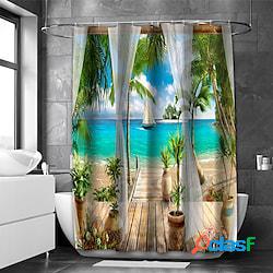 Tenda da doccia con ganci per bagno paesaggio set di