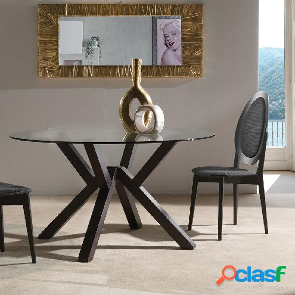 Teorema - Tavolo design tondo fisso con piano in vetro e