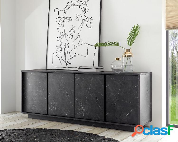 Tisbe - Madia buffet 4 ante moderna in legno effetto marmo