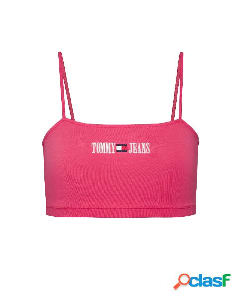 Top a bralette color fragola in jersey di cotone stretch con