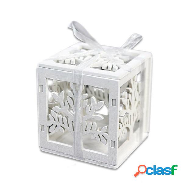 Trade Shop - 12 Bomboniera Matrimonio Cubo In Legno Albero